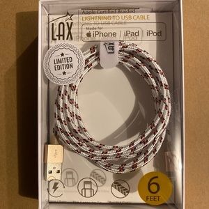 LAX Apple Cert Braided Lightning USB 6 Ft Charger